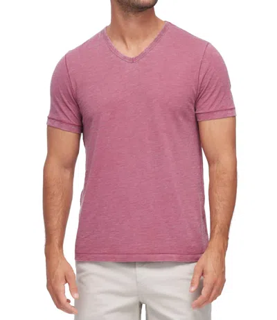 Flags & Anthem Brevard Short Sleeve Burnout V Neck Tee In Red Heather In Pink