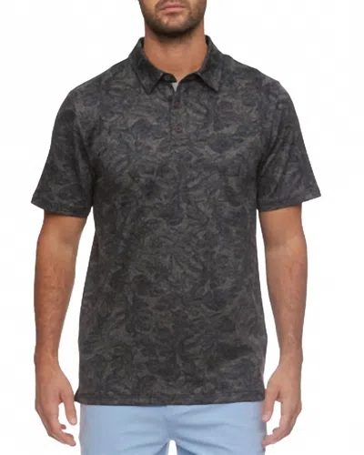 Flags & Anthem Brutus Palm Print Performance Polo In Charcoal In Pink