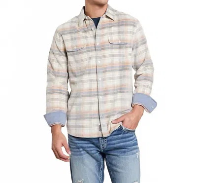 Flags & Anthem Campbell Plush Shirt In Cream/blue/rust In Multi