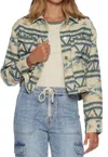 Flags & Anthem Castilia Cropped Southwest Utlitity Jacket In Cream/navy/sage In Neutral