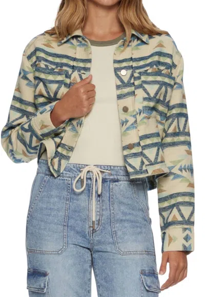 Flags & Anthem Castilia Cropped Southwest Utlitity Jacket In Cream/navy/sage In Neutral