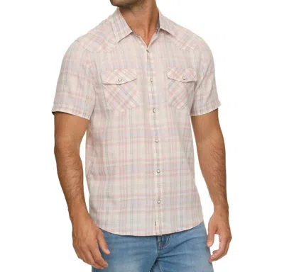 Flags & Anthem Cedro Short Sleeve Burnout Western Shirt In Pink/grey In Neutral