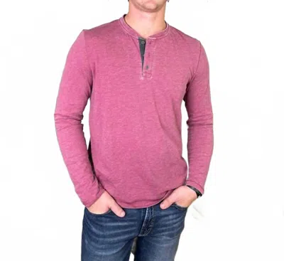 Flags & Anthem Chatham Burnout Long Sleeve Slub Henley Tee In Red