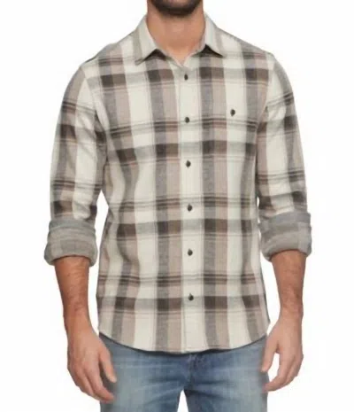 Flags & Anthem Clearbrook Hero Knit Flannel Shirt In Cream/charcoal In Multi