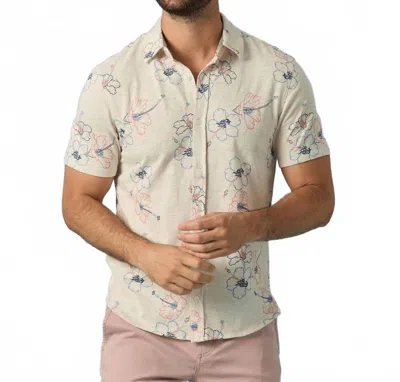 Flags & Anthem Collins Hibiscus Print Shirt In Beige In Neutral