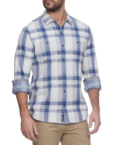 Flags & Anthem Cordova Hero Knit Flannel Shirt In Cream/blue In Multi