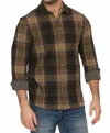 Flags & Anthem Crowley Long Sleeve Hero Knit Flannel Shirt In Olive Brown In Brown