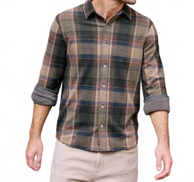 Flags & Anthem Crowley Longsleeve Hero Knit Flannel Shirt In Olive/brown In Multi