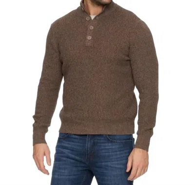 Flags & Anthem Denver Cooling Button Mock Neck Sweater In Brown Heather In Multi