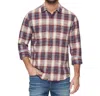 Flags & Anthem Donley Slub Long Sleeve Polo Shirt In Navy/red/cream In Multi