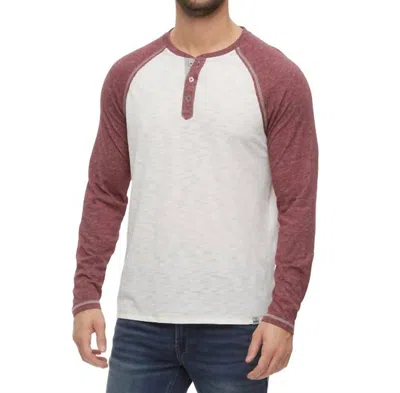 Flags & Anthem Eastpoint Blocked Siro Slub Henley Shirt In Maroon In White