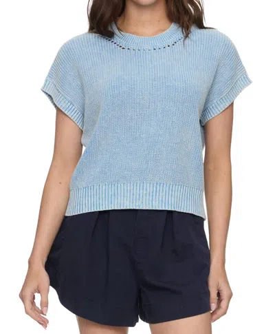 Flags & Anthem Elwood Drop Needle Stitch Crew Tee In Medium Blue