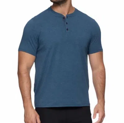 Flags & Anthem Essential Stretch Comfort Short Sleeve Henley Shirt In Navy In Blue