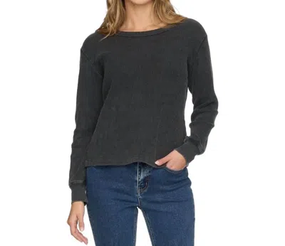 Flags & Anthem Fayston Waffle Crew Top In Black