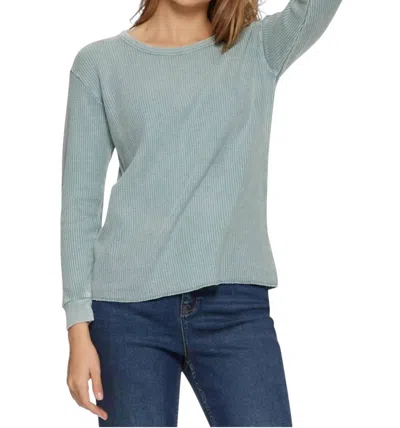 Flags & Anthem Fayston Waffle Crew Top In Mineral Blue In Gray