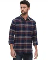 Flags & Anthem Fisher Long Sleeve Flannel Shirt In Navy/red/yellow In Multi