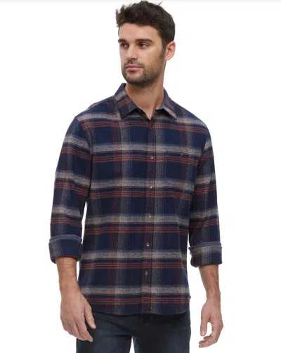 Flags & Anthem Fisher Long Sleeve Flannel Shirt In Navy/red/yellow In Multi