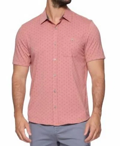 Flags & Anthem Fulton Short Sleeve Geo Print Shirt In Coral In Pink