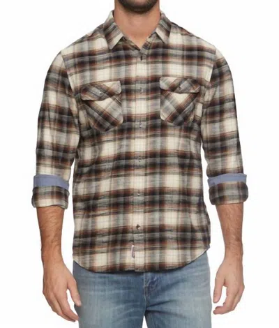 Flags & Anthem Gorman Long Sleeve Flannel Shirt In Brown/cream