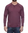Flags & Anthem Hanover Long Sleeve Performance Henley Shirt In Maroon