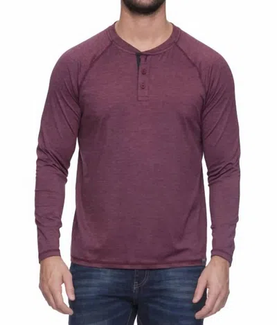 Flags & Anthem Hanover Long Sleeve Performance Henley Shirt In Maroon