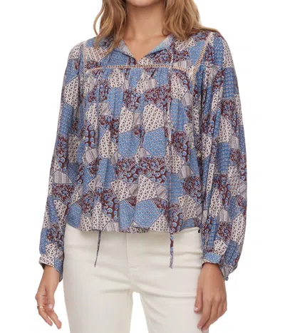 Flags & Anthem Harlan Peekaboo Peasant Top In White And Blue