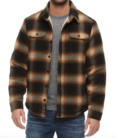 Flags & Anthem Harmon Sherpa Lined Shirt Jacket In Brown/tan/black In Multi
