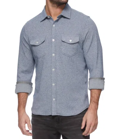 Flags & Anthem Harvey Stretch Twill Knit Flannel Shirt In Light Blue
