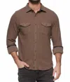 Flags & Anthem Harvey Twill Knit Flannel Shirt In Brown In Brown
