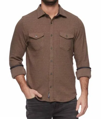 Flags & Anthem Harvey Twill Knit Flannel Shirt In Brown