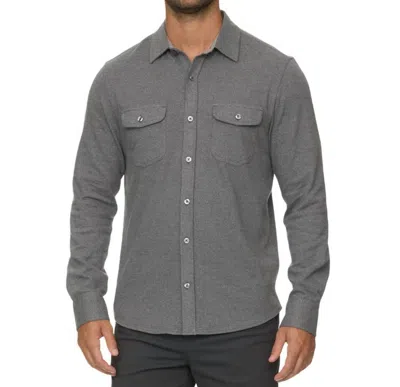 Flags & Anthem Hero Solid Twill Knit Flannel Shirt In Charcoal In Gray