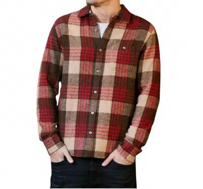 Flags & Anthem Hero Stretch Flannel Shirt In Maroon/grey/tan In Red