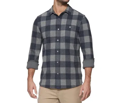 Flags & Anthem Hero Stretch Flannel Shirt In Navy/grey In Black