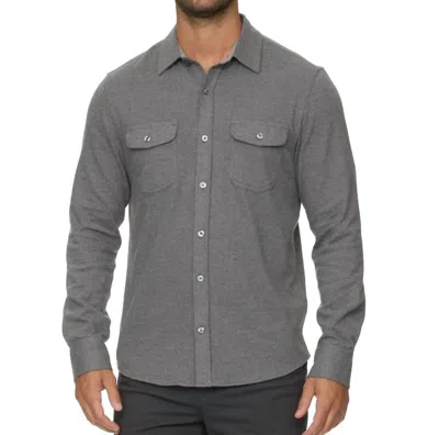 Flags & Anthem Harvey Stretch Twill Knit Flannel Shirt In Charcoal In Gray