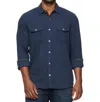 Flags & Anthem Hero Twill Knit Flannel Shirt In Navy In Blue