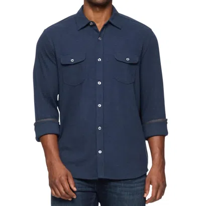 Flags & Anthem Hero Twill Knit Flannel Shirt In Navy In Blue