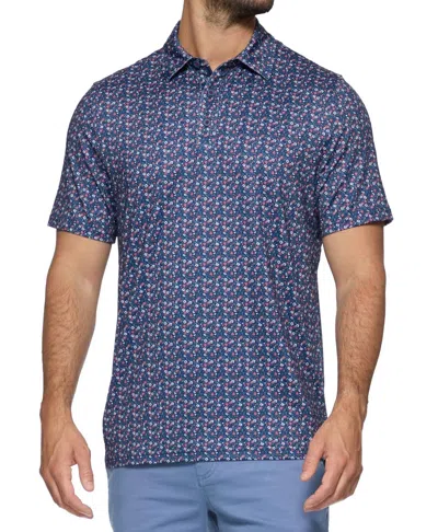 Flags & Anthem Higgins Americana Floral Print Performance Polo Shirt In Navy Combo In Blue