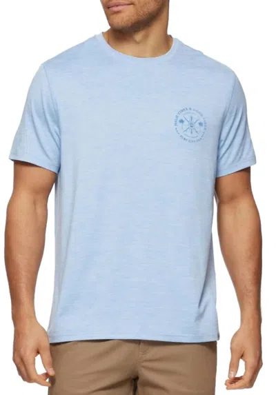 Flags & Anthem High Tides Good Vibes Performance Tee In Light Blue Heather In Multi