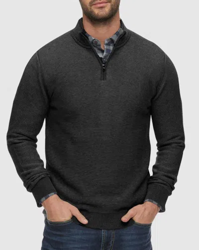 Flags & Anthem Humphrey Mini Stripe Quarter Zip Sweater - Plus In Charcoal In Green