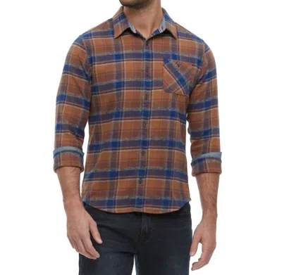 Flags & Anthem Ironwood Long Sleeve Heather Flannel Shirt In Brown/navy