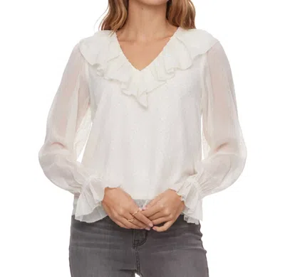 Flags & Anthem Kenley Ruffled Cuff Blouse In Ivory In Beige