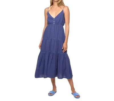 Flags & Anthem Lace Trim Midi Dress In Blue