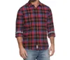 Flags & Anthem Ladson Long Sleeve Stretch Herringbone Flannel Shirt In Red/navy