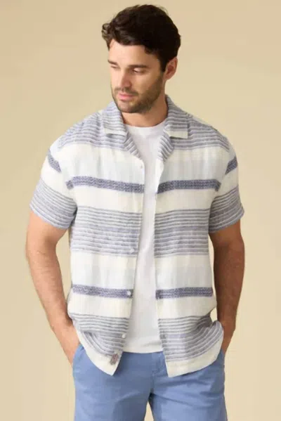 Flags & Anthem Lakesite Stripe Shirt In White/blue/navy In Multi