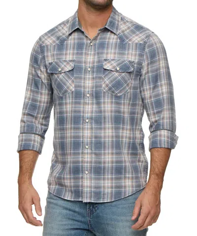 Flags & Anthem Lamar Vintage Soft Western Shirt In Blue, Cream