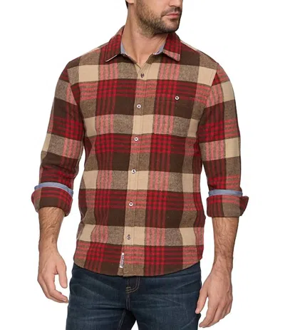 Flags & Anthem Lansing Flannel Shirt In Brown/red/tan