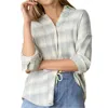 Flags & Anthem Leetonia Long Sleeve Boyfriend Shirt In Sage/white In Multi