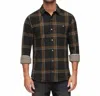 Flags & Anthem Long Sleeve Hero Knit Flannel Shirt In Charcoal/brown In Multi