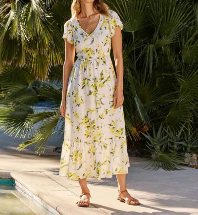 Flags & Anthem Lucy Midi Dress In Yellow In Animal Print
