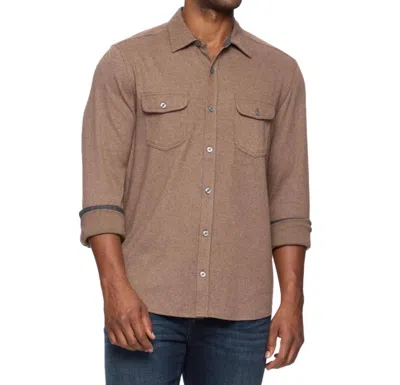 Flags & Anthem Madeflex Stretch Knit Flannel Shirt In Brown